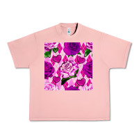 Salmon valentines day roses and diamond plaid seamless pattern Urban Heavy Tee - BundleAndBundleShop