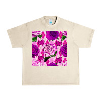 Sandshell valentines day roses and diamond plaid seamless pattern Urban Heavy Tee - BundleAndBundleShop
