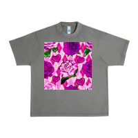 Tornado valentines day roses and diamond plaid seamless pattern Urban Heavy Tee - BundleAndBundleShop