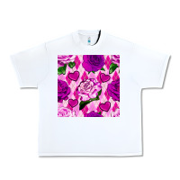 White valentines day roses and diamond plaid seamless pattern Urban Heavy Tee - BundleAndBundleShop