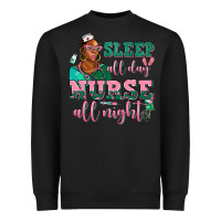 Black afro  nurse sleep all day nurse all night Heavyweight Sweatshirt - AdoDesignShop