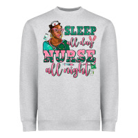 Heather Grey afro  nurse sleep all day nurse all night Heavyweight Sweatshirt - AdoDesignShop
