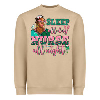 Mushroom afro  nurse sleep all day nurse all night Heavyweight Sweatshirt - AdoDesignShop