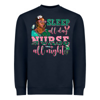 Navy afro  nurse sleep all day nurse all night Heavyweight Sweatshirt - AdoDesignShop