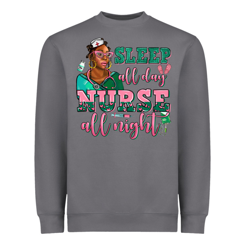 Afro  Nurse Sleep All Day Nurse All Night Heavyweight Sweatshirt by AdoDesignShop | Teevron