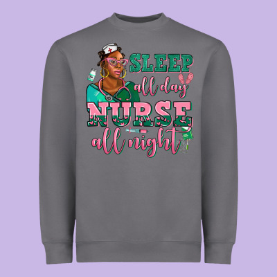 Afro  Nurse Sleep All Day Nurse All Night Heavyweight Sweatshirt Designed By Adodesignshop