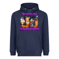 Navy Nightmare Before Coffee Cups Heavyweight Hoodie - MaliasSmallBusiness
