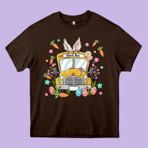 Easter School Bus Heavy Core Tee Designed By Maliassmallbusiness