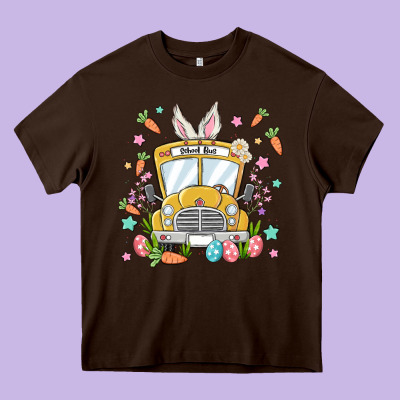 Easter School Bus Heavy Core Tee Designed By Maliassmallbusiness