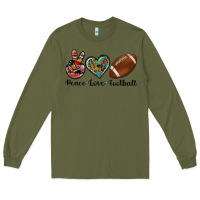 Army Green peace love football Long Sleeve Tee - Artiststas
