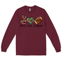 Burgundy peace love football Long Sleeve Tee - Artiststas