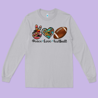 Peace Love Football Long Sleeve Tee Designed By Artiststas