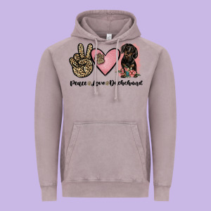 Peace Love Dachshund Vintage Hoodie Designed By Jahusdesignshop