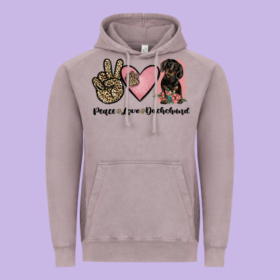 Peace Love Dachshund Vintage Hoodie Designed By Jahusdesignshop