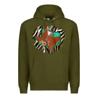Army Green Western Horsehide Texas Flag Premium Hoodie - Bettercallsaul
