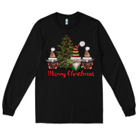 Black merry christmas with gnomes Long Sleeve Tee - AdoDesignShop