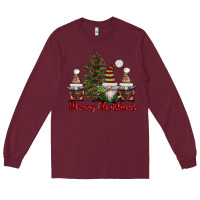 Burgundy merry christmas with gnomes Long Sleeve Tee - AdoDesignShop