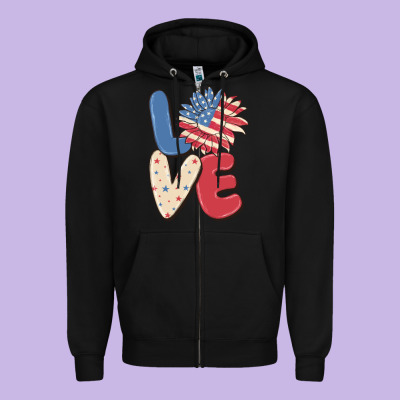 Love 4th Of July Zipper Hoodie Designed By Maliassmallbusiness