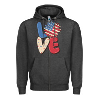 Charcoal Heather love 4th of july Zipper Hoodie - MaliasSmallBusiness