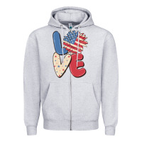 Heather Grey love 4th of july Zipper Hoodie - MaliasSmallBusiness
