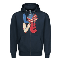 Navy love 4th of july Zipper Hoodie - MaliasSmallBusiness