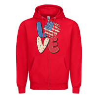Red love 4th of july Zipper Hoodie - MaliasSmallBusiness