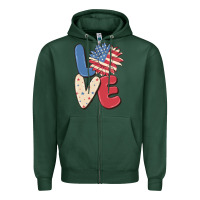 Sports Green love 4th of july Zipper Hoodie - MaliasSmallBusiness