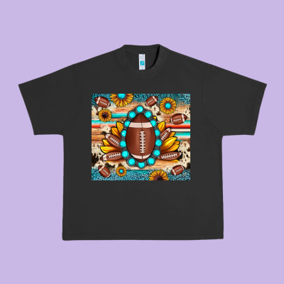 Football Cowhide Sunflower Urban Heavy Tee Designed By Jahusdesignshop