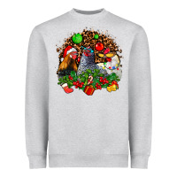 Heather Grey Christmas party and chickens Heavyweight Sweatshirt - AdoDesignShop