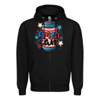Black American can cooler Zipper Hoodie - MaliasSmallBusiness
