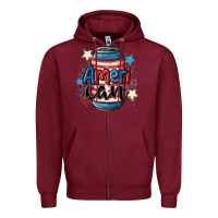 Burgundy American can cooler Zipper Hoodie - MaliasSmallBusiness