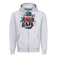 Heather Grey American can cooler Zipper Hoodie - MaliasSmallBusiness