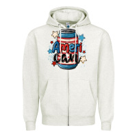 Oatmeal Heather American can cooler Zipper Hoodie - MaliasSmallBusiness