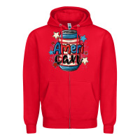 Red American can cooler Zipper Hoodie - MaliasSmallBusiness