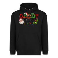 Black Daddy Claus Santa Christmas lights and holly Heavyweight Hoodie - NancyCooperArtShop