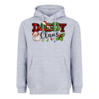 Heather Grey Daddy Claus Santa Christmas lights and holly Heavyweight Hoodie - NancyCooperArtShop