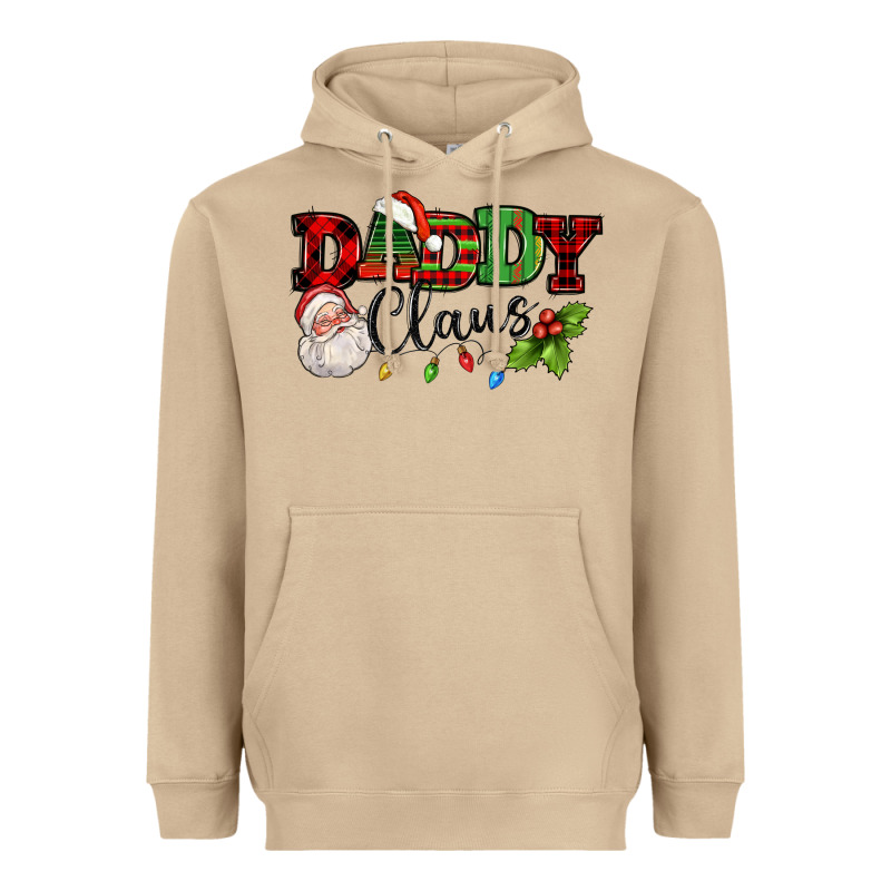 Daddy Claus Santa Christmas Lights And Holly Heavyweight Hoodie by NancyCooperArtShop | Teevron