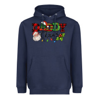 Navy Daddy Claus Santa Christmas lights and holly Heavyweight Hoodie - NancyCooperArtShop