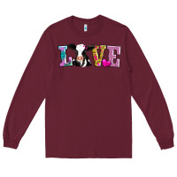 Burgundy love with cow Long Sleeve Tee - AdoDesignShop