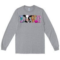 Heather Grey love with cow Long Sleeve Tee - AdoDesignShop