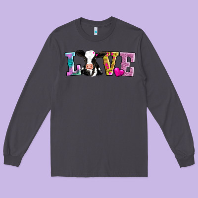 Love With Cow Long Sleeve Tee Designed By Adodesignshop