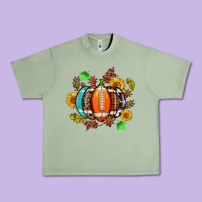 Fall Football Sunflower And Fall Urban Heavy Tee Designed By Adodesignshop