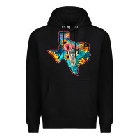 Black Western Sunflower, Rose, Gemstsone, Turquoise Bull Skull Premium Hoodie - Bettercallsaul