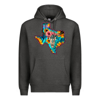 Charcoal Heather Western Sunflower, Rose, Gemstsone, Turquoise Bull Skull Premium Hoodie - Bettercallsaul