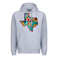 Heather Grey Western Sunflower, Rose, Gemstsone, Turquoise Bull Skull Premium Hoodie - Bettercallsaul