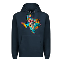 Navy Western Sunflower, Rose, Gemstsone, Turquoise Bull Skull Premium Hoodie - Bettercallsaul