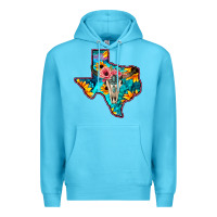 Ocean Blue Western Sunflower, Rose, Gemstsone, Turquoise Bull Skull Premium Hoodie - Bettercallsaul