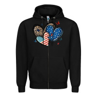 Black american flag leopard hearts Zipper Hoodie - MaliasSmallBusiness