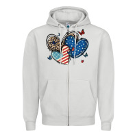 American Flag Leopard Hearts Zipper Hoodie | Teevron