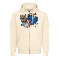 Sandshell american flag leopard hearts Zipper Hoodie - MaliasSmallBusiness